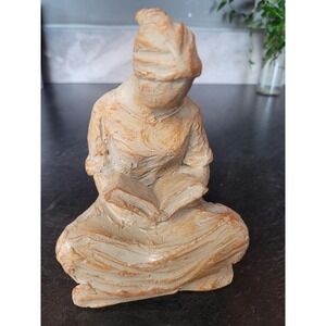 Studio Pottery Woman Reading Figurine | Signed C. Burden | Burden Studio |